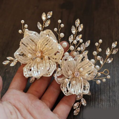 Korean bride wedding side flower hair ornaments pure elegant