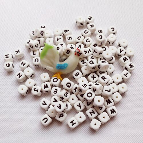 1pcs Square Silicone teething Bead Hollow Alphabet Star Hear