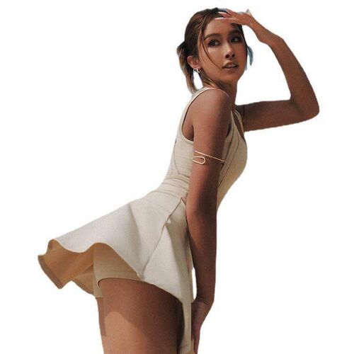 Womens yoga suit jumpsuit with chest cushion, anti glare