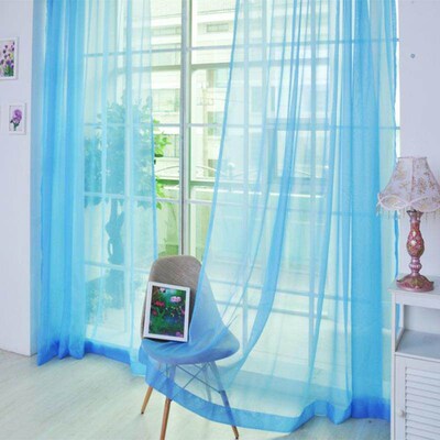 Solid White Tulle Sheer Window Curtains for Living Room