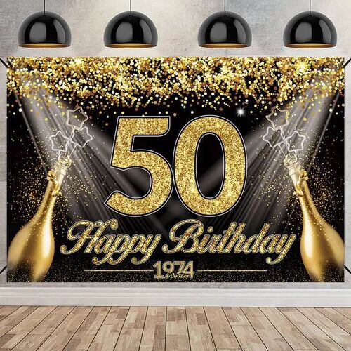 Happy 50th Birthday Backdrop Background Banner For Man Napki