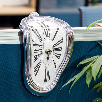 antique Style Decor Surreal Desktop Melting Clock Silent Han