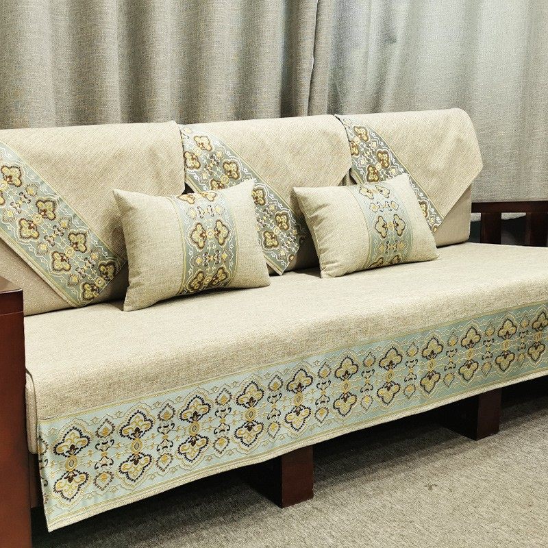 中式复古沙发巾罩靠背巾罗汉床垫沙发垫棉麻防滑坐垫四季通用,居家布艺,沙发垫,淘宝优惠券,粉丝福利购,淘宝优惠卷