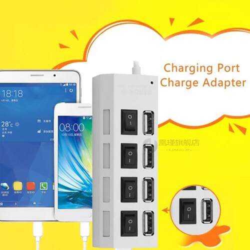 4 Ports USB Hub 2.0 High Speed 480Mbps Hub USB On Off Switch