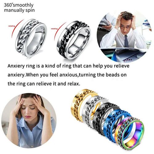 Titanium Steel Rotatable Chain Rings Men Women Sress Ring Fo