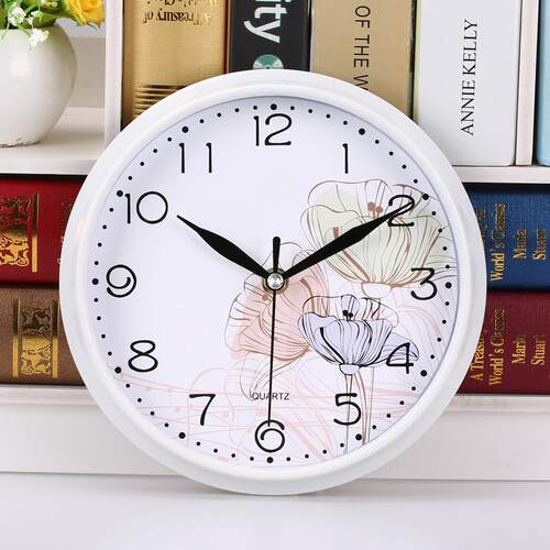 Small Wall Clock White Flower Minimalism All-match with Fram