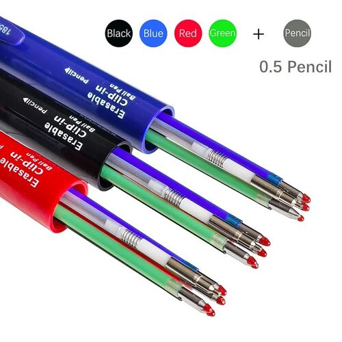 0.7mm Multi Colored Erasable Gel Pen 5 In 1 Blue Black Red G