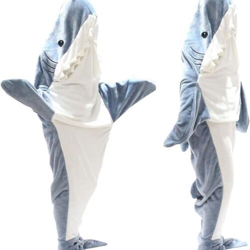 Pajama Shark One Piece Adult Super Soft Soft Flannel Hoodie
