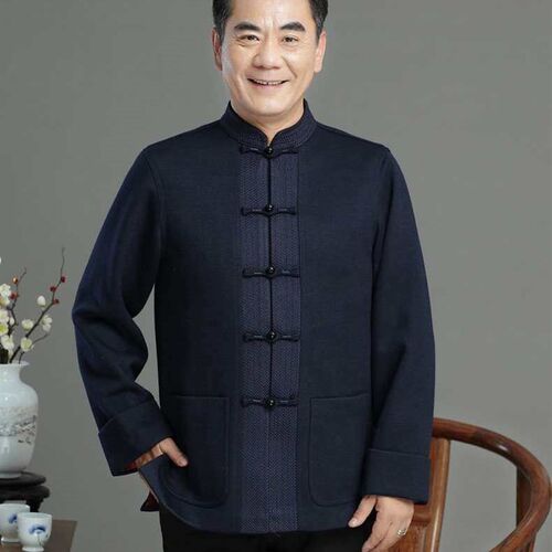 Autumn and Winter Middle-aged and Elderly Mens Tang Suit Wo