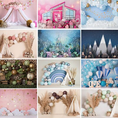 Mehofond Photography Background Pink Floral Balloon Baby Gir