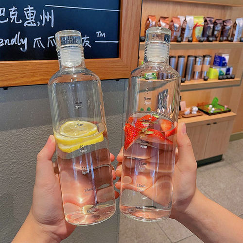 500/700ml Transparent Plastic Water Bottle Time Marker Creat