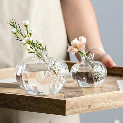 Nordic Glass Vase Transparent Pomegranate Flower For Fruit C