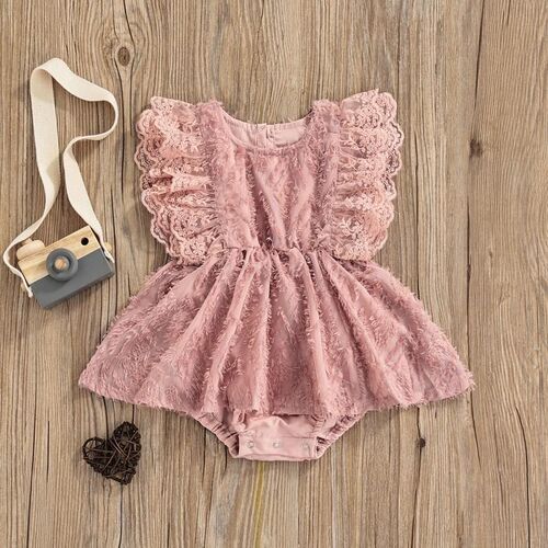 Lovely Princess Newborn Baby Girls Summer Rompers Mesh Lace