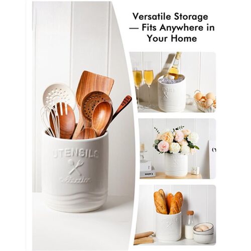 Ceramic Kitchen Utensil Holder for Countertop Large Cooking