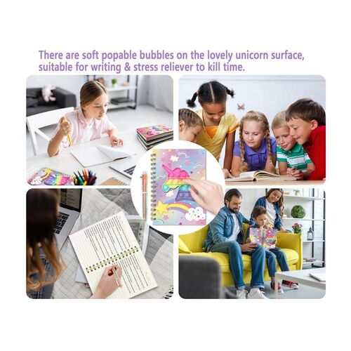 Pop Notebook for Kids, A5 Fidget Girls Diary Journal with 6