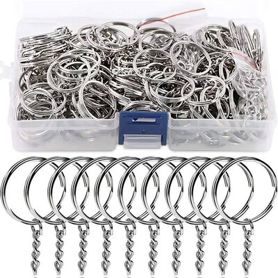 50pcs Silver Plated Metal Blank Keyring Keychain Split Ring