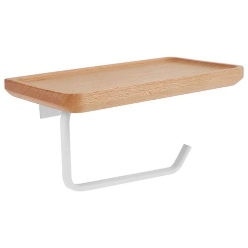 Toilet Paper Holder with Wood Shelf Wall Mount Tissue Paper