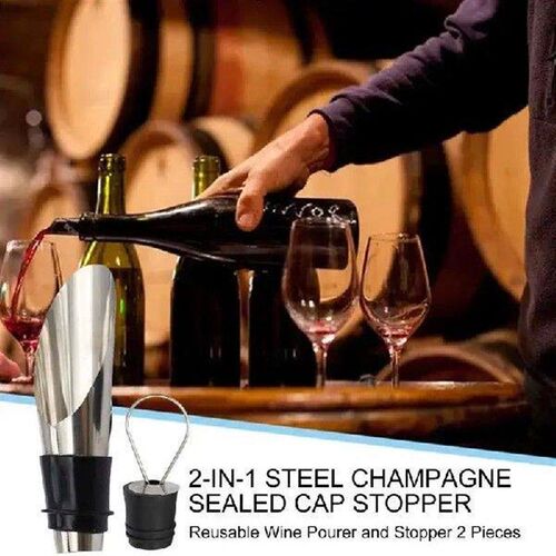 Wine Stopper And Pourer 2pcs 2 In 1 Keep Fresh Seal Bottle