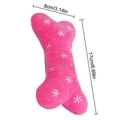 Kapmore 1pc Bone Shape Dog Toy Funny Plush Puppy Squeaky Toy