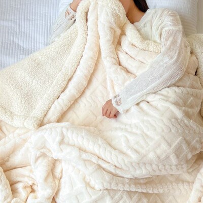 Large Sherpa Fleece Blanket Throw Fur Warm Sofa Bed Soft