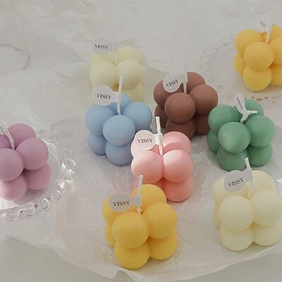 Small Scented Candle Mini Cube Bubble Shaped Wax Candles for