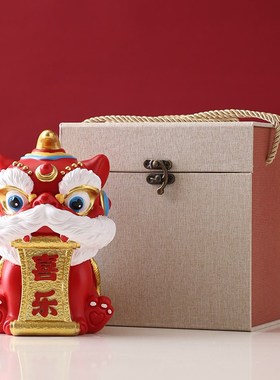 国潮国风醒狮石狮子玄关酒柜电视柜桌面工艺品装饰品摆件乔迁礼品