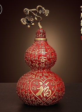 福星高照百福葫芦摆件黄铜工艺品彩铜装饰家居客厅玄关摆放送礼