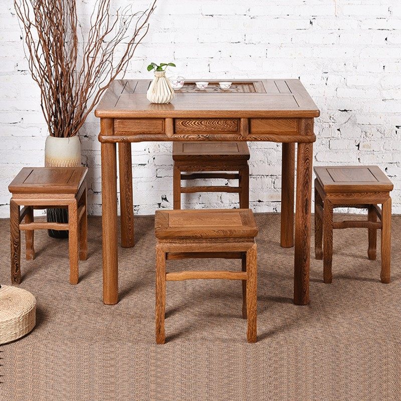 红木家具 鸡翅木茶桌椅实木仿古休闲 正方形小方桌泡茶台茶几,住宅家具,茶几,淘宝优惠券,粉丝福利购,淘宝优惠卷