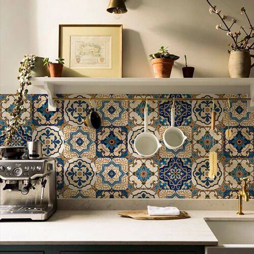 DIY Moroccan Tile Stickers For Kitchen Backsplash,Peel and S