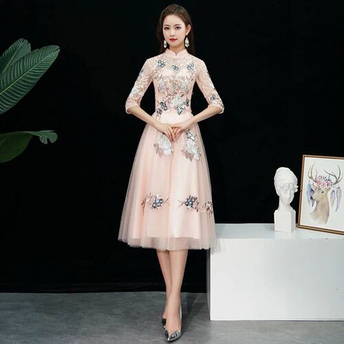 Lady Party Dress Oriental Womens Lace Cheongsam Chinese Sty