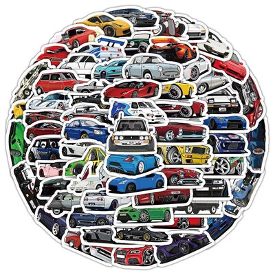 50/100 Pcs Retrofit Racing Car Graffiti ers Laptop Guitar Lu