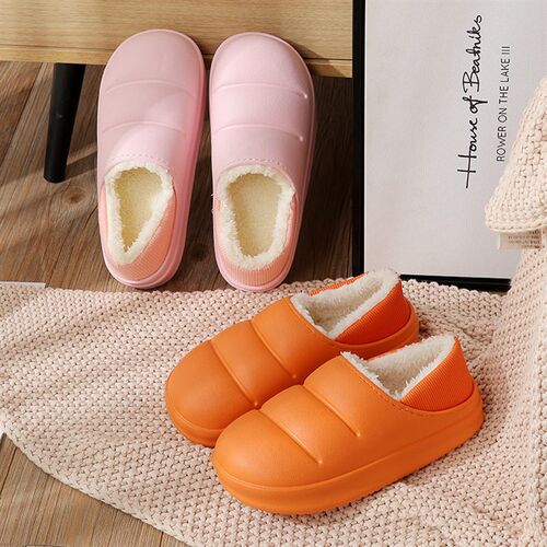 Indoor Anti-slip Cotton Slippers For Women, Waterproof, Warm