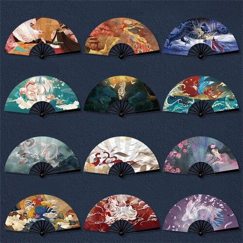 8 Inch Chinese Style  Shanhaijing Folding Fan Hanfu Cheongsa