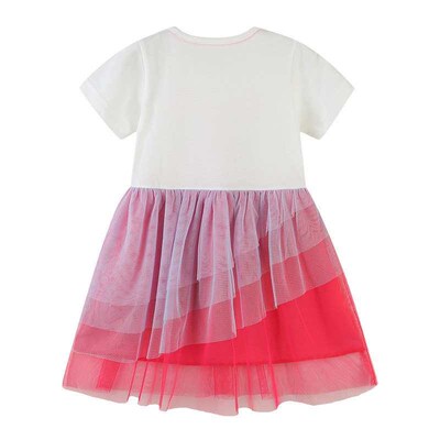 Lattice Girls Dress Summer Cartoon Mesh Childrens Dress Ro