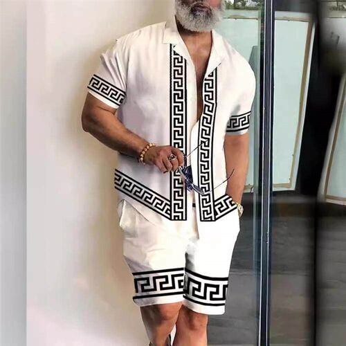 Mens shirt, short sleeved shirt, shorts set, mens
