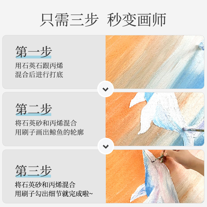 梦幻鲸鱼肌理画diy材料石英砂丙烯手绘油画客厅大尺寸装饰画挂画,家居饰品,DIY/数字油画,淘宝优惠券,粉丝福利购,淘宝优惠卷