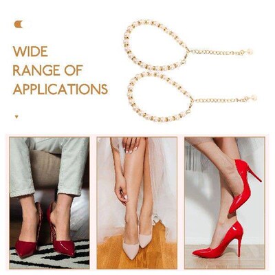 2 Pcs Pearl Chain High Heels Girls Shoes Strap Ankle for