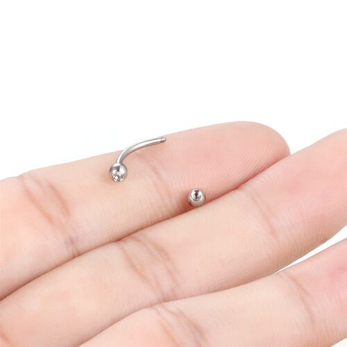 1PC Stainless Steel Crystal Eyebrow Piercing Stud Curved Bar