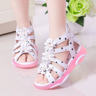 Girls Sandals Flowers Kids Roman Sandals Children Gladiator