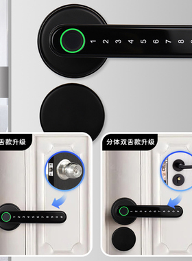 涂鸦智能锁单舌球形指纹锁木门卧室办公室内密码锁tuy分体电子锁