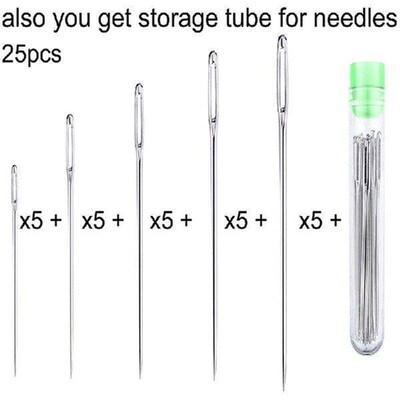 25 Pcs Large Eye Stitching Needles Sewing Needles Yarn