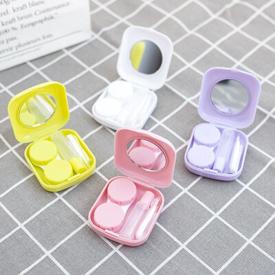 Macaron Color Eye Contact Lenses Cases Girl Black Purple Con