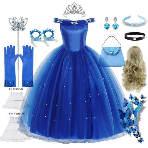 Girls Cinderella Dress Christmas Halloween Party Princess Co