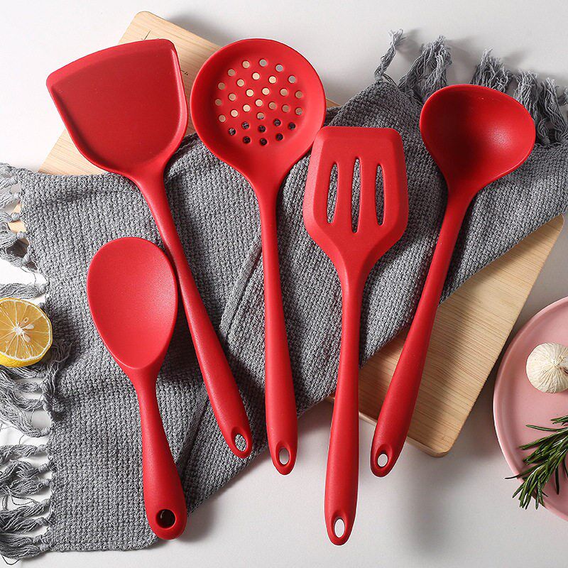 Silicone Cooking Utensils Set Non- Spatula Shovel soup spoon - 实物图