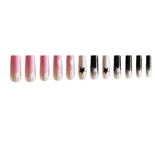 Glitter Decor French Style Long False Manicure Durable &