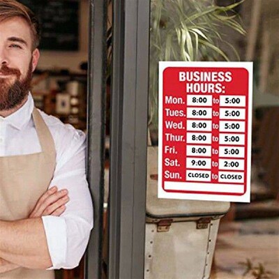 2 Pcs Decal Stickers Business Hours Opening Sliding Doors