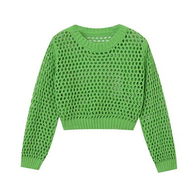 Sweet Hollowed Longsleeved Knitwear Women Design Versatile C