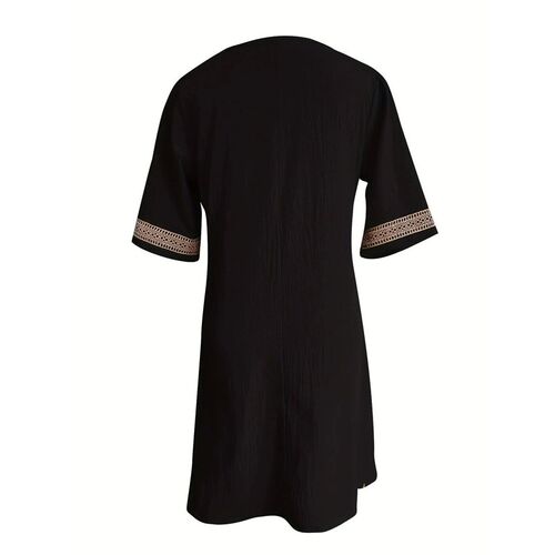 Chic Guipure Lace V-Neck Tunic Dress - Easy-Care,