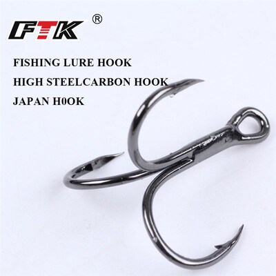 FTK 15-20pcs/pack High Carbon Steel Round Treble Hook Japan
