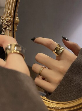 New Cold Style Fashionable Two-piece Metal Ring Womens Geom